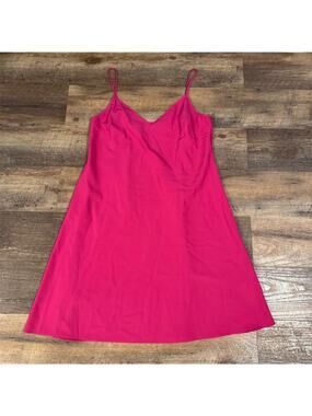 Hot Pink Slip Dress 10P Petite Spaghetti Strap V-Neck A-Line Valentines Day READ